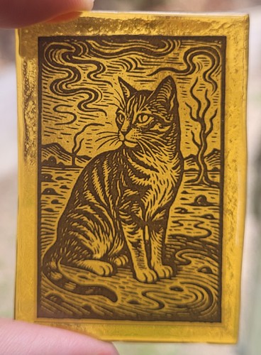 Stained glass tabby - glass, cat