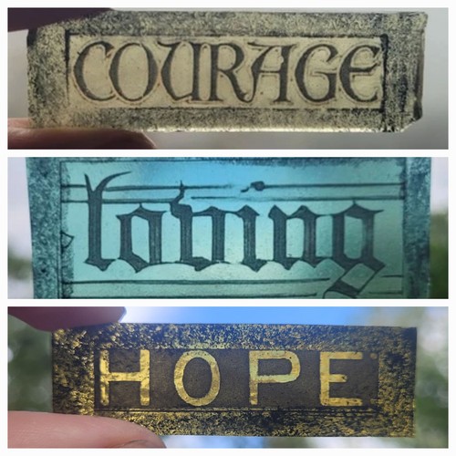 Stained glass word pieces - glass, 3