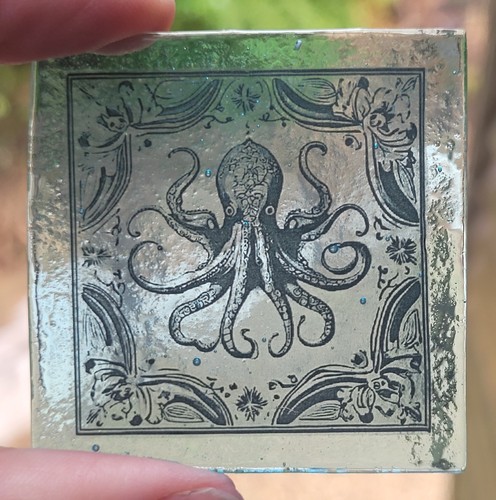 Stained glass octopus - glass,