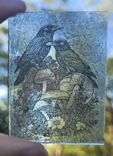 Stained glass crows ravens - glass,