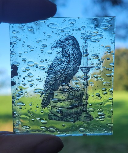 Stained glass crow bird - glass,