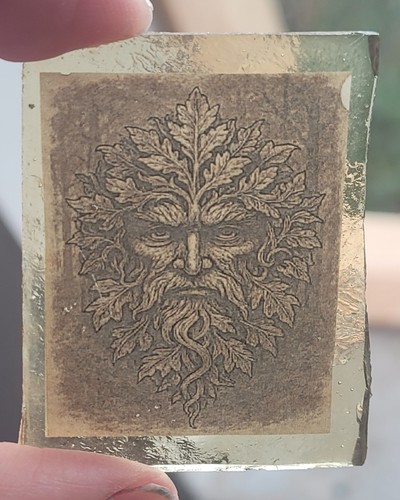 Stained glass green man piece - green,