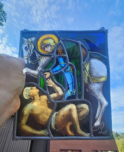 Vintage stained glass window - vintage,