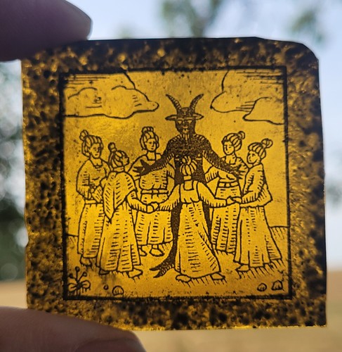 Stained glass devil witches - devil,