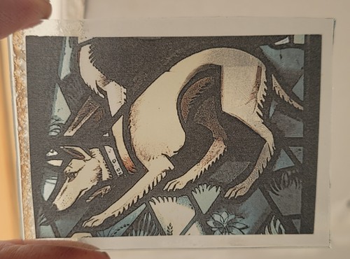 Stained glass hunting dog