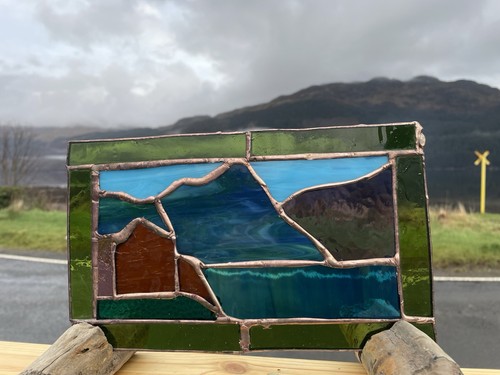Stained glass land scape - land, panel