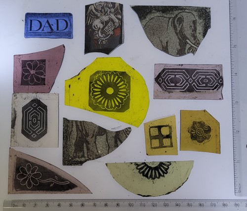 Stained glass fragments - stained,