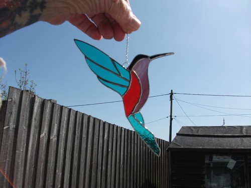 Stained glass hummingbird - glass,