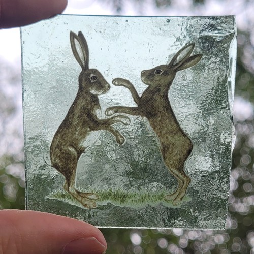 Stained glass hare piece kiln - glass,
