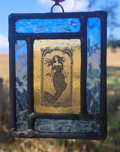 Stained glass mermaid - stained, leaded