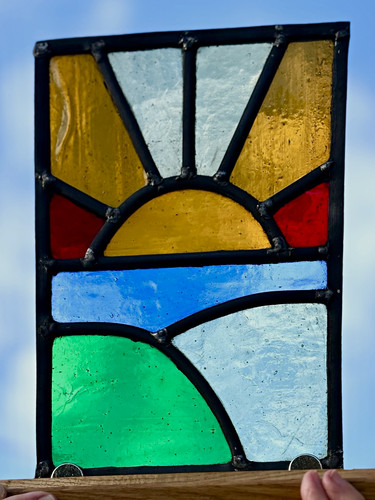 Stained glass leaded panel - leaded, sun