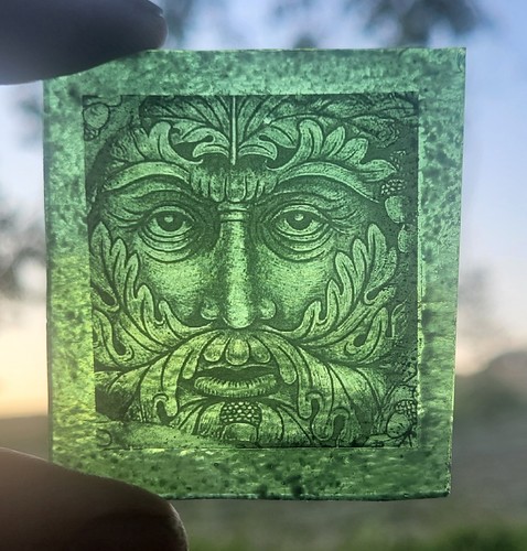 Stained glass green man piece - stained,