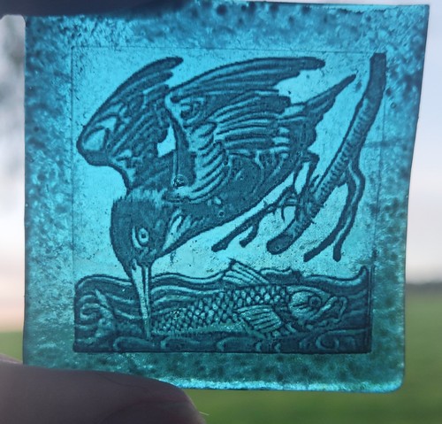 Stained glass bird - , fish