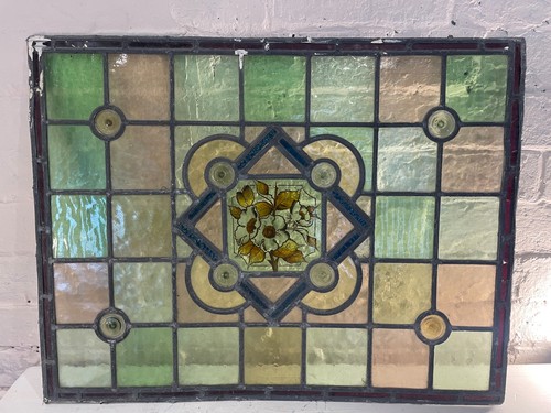 Antique stained glass panel - glass,