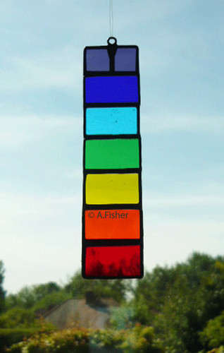 Stained glass rainbow stick - glass, 'rainbow