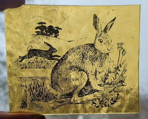 Stained glass brown hare - stained,