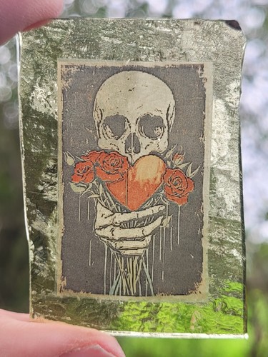 Stained glass skeleton and - stained,