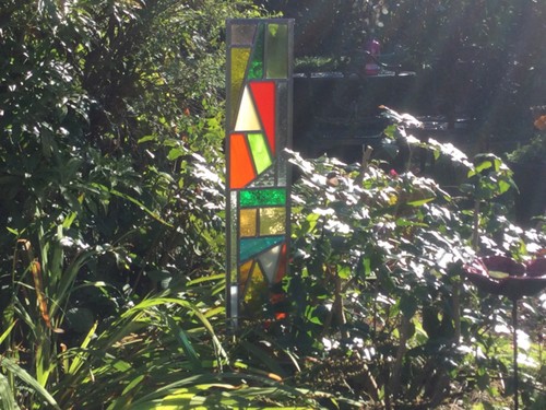 Stained glass garden sculpture - stained,