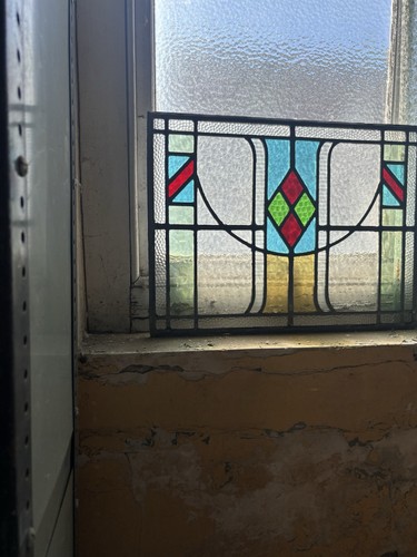 Antique stained glass window - stained,