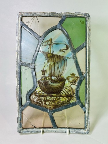 Antique galleon ship stained - antique,