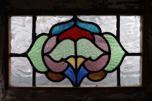 Antique stained glass window - stained,