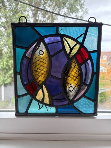 Stained glass fish hanging - stained,