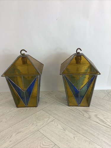 Vintage stained glass lantern - vintage,