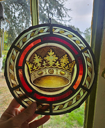 Antique hand painted leaded - antique,