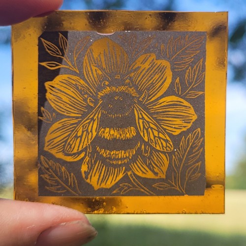 Stained glass bee kiln fired - glass,