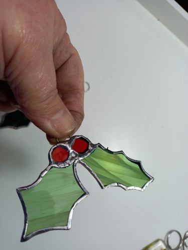Stained glass holly christmas - stained,